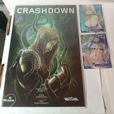 CRASHDOWN #2 TRIPLE 3X SIGNED WITH X2 COA + 2 GODDESS STORY HOLO CARDS picture
