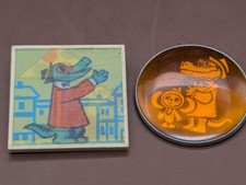 Vintage Soviet Cheburashka & Gena Badges Lot USSR Cartoon Pin Brooch picture