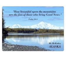 Denali, Mt McKinley, Alaska Scripture souvenir Magnet. Psalm 104 picture