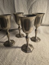 Vintage Gorham Pewter Goblets Octette Wine Chalice Cups Octagonal Base Set of 4 picture