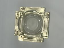 Vintage Art Deco Ice block Crystal Square Clear Glass Ashtray Cigar Cigarette picture