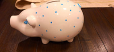 Vintage Tiffany & Co. Este Ceramiche Piggy Bank Blue Polka Dot Italy MINT picture