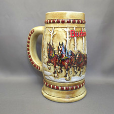 Budweiser 1981 Holiday Beer Mug Stein Snowy Woodland Clydesdale Ceramarte Brazil picture
