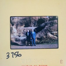 Vintage 1961 35mm Color Slide Two Men in Suits Rock Formation Travel Kodachrome picture