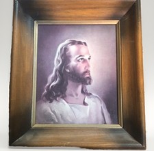 Vintage Sallman Jesus, Head of Christ Picture, Wood Frame (11.5” X  13.5”) picture