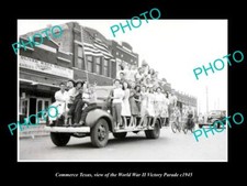 OLD LARGE HISTORIC PHOTO OF COMMERCE TEXAS THW WWII VICTORY PARADE c1945 picture