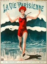 1920s La Vie Parisienne The Big Wave Beach Girl France French Travel Poster picture