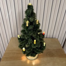 Vintage 1940-50's Lighted Tinsel Tabletop Christmas Tree Lighted Base 17