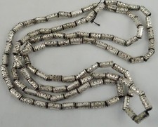 100 97% Silver Traditional Antique Thai/Khmer 10mm X 4mm Silver Beads - Unused picture