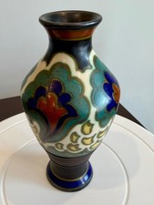 1928 PZH Plazuid Gouda Vase Bosch Decor 165 Model 4337 Art Deco Holland picture