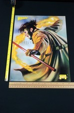 1996 2-sided Human Torch Boris Vallejo Gambit Marvel Comics X-Men Wizard Poster picture