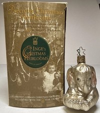 Inge's Glass Elephant Christmas Ornament-SIGNED-w/ Box-Excellent Condition picture