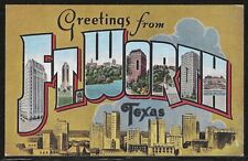 Large Letter: Greetings From Fort Worth, Texas, Early Linen Postcard, Unused picture