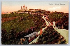 Antique Italy Postcard Torino Colle di Superga Funicular 1930s picture