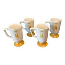 Vintage Marriott Hotel Laughlin China Pedestal Coffee Cups Crown Logo Set Of 4 picture