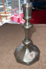 Vintage Williamsburg Stieff pewter Octagonal Base Candle Holder Sturdy Solid  picture