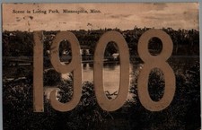 1908 Loring Park Minneapolis Minnesota Happy New Year Posted Date Postcard picture