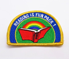 Reading Is Fun Patch Pack 1 Rainbow Book Vintage Embroidered Sew On picture