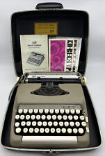 VTG 1960s Smith Corona Sterling Portable Typewriter w/ Hard Case Taupe Brown picture