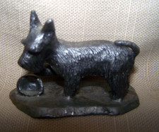 RB pewtar Scotty dog with dinner bowl 2x3 inch picture