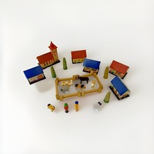 Antique Miniature Erzgebirge Putz Wooden Village House's Farm Carved Animals picture