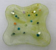 Beautiful Green Fused Glass Dish Candy Trinket Tray Plate Handmade Colorful picture
