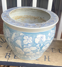 VTG Blue & White Floral Large Chinese Jardiniere Planter picture