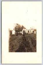 Farmer Man Working in the Field Jacksonville Illinois IL? c1910 Real Photo RPPC picture