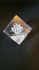 Small Lazer Etched Acrylic 9 Mast Sailing Ship Figurine Paperweight. picture
