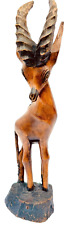 Large Vtg 80s Wood Carving of African Antelope from Zulu Land South Africa 19
