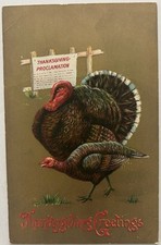 Antique Embossed Thanksgiving Postcard | Proclamation Turkeys | Early 1900s picture