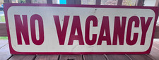 VTG Double Sided Hand Painted Wood NO Vacancy Hanging Red And White Sign Plaque picture