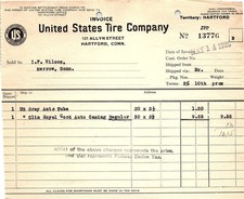 1925 US Tire Co. Hartford Invoice - Auto Tube & Casing picture