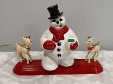 VTG Royal Electric Snowman w/ 2 Rudolphs Candolier Light Catalog #948 ~ WORKS picture