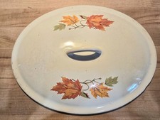 Vtg Belgium Descoware Maple Leaf Enamelware Oval Lid For 4 Quart Dutch Oven picture