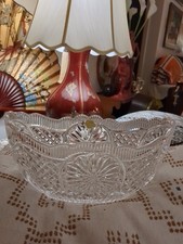 Vintage Hofbauer Byrdes Bleikristall 24 lead crystal Boat Bowl 10x5x4