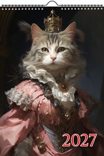 2027 Wall Calendar ~ Queen Cats as Elegant Royal Gorgeous Victorian Dresses picture