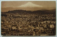 Portland Oregon Mt. Hood 1911 Postcard Aerial View picture