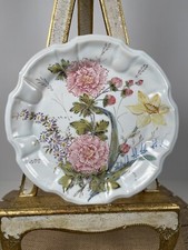 Vintage Italian Venetian Earthenware Plate Nove Di Bassano Floral Blue Asterisk picture
