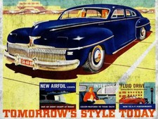 1942 DESOTO CAR TOMORROWS STYLE TODAY HEAVY DUTY USA MADE METAL ADVERTISING SIGN picture