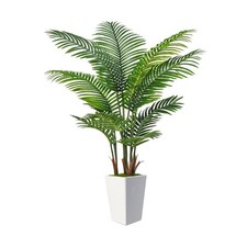 Flydeer 6FT Artificial Palm Tree with Tall White Planter, Floor Plant picture