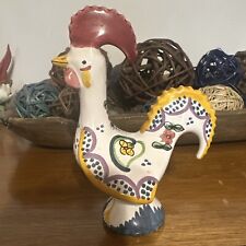Vintage Portugal Rooster Pottery Statue Beraroos Signed Funky Hand Painted picture