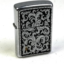 Vintage Zippo Lighter Classic Marlboro Silver & Black Storming Scroll USA picture