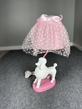 Dog Lovers White French Poodle Dog Table Lamp Home Decor Pink Ruffle Shade picture