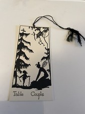 Vtg  Art Deco Silhouette Design Bridge Tally Card Chas J Clark Co. Black Tassel picture
