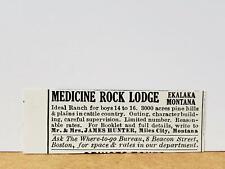 Ekalaka Montana Medicine Rock Lodge 1928 PRINT AD Ranch James Hunter Miles City picture