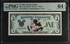 1987 $1 Disney Dollar Mickey PMG 64 EPQ DIS1 - First Edition  picture
