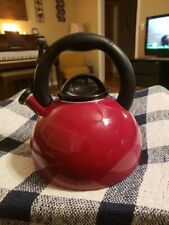 KitchenAid Red Enamel Whistling Tea Kettle 2.25 Qt picture