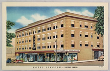 VTG 1949 SALEM MA PC Advertising HOTEL LINCOLN ROPE'S DRUGS Teich Archives MINT picture