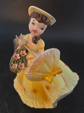 Early lefton lsady in yellow dress w/ applied flowers #482 picture